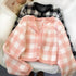 Fashion Versatile Contrast Checkered Knitted Two Piece Cardigan